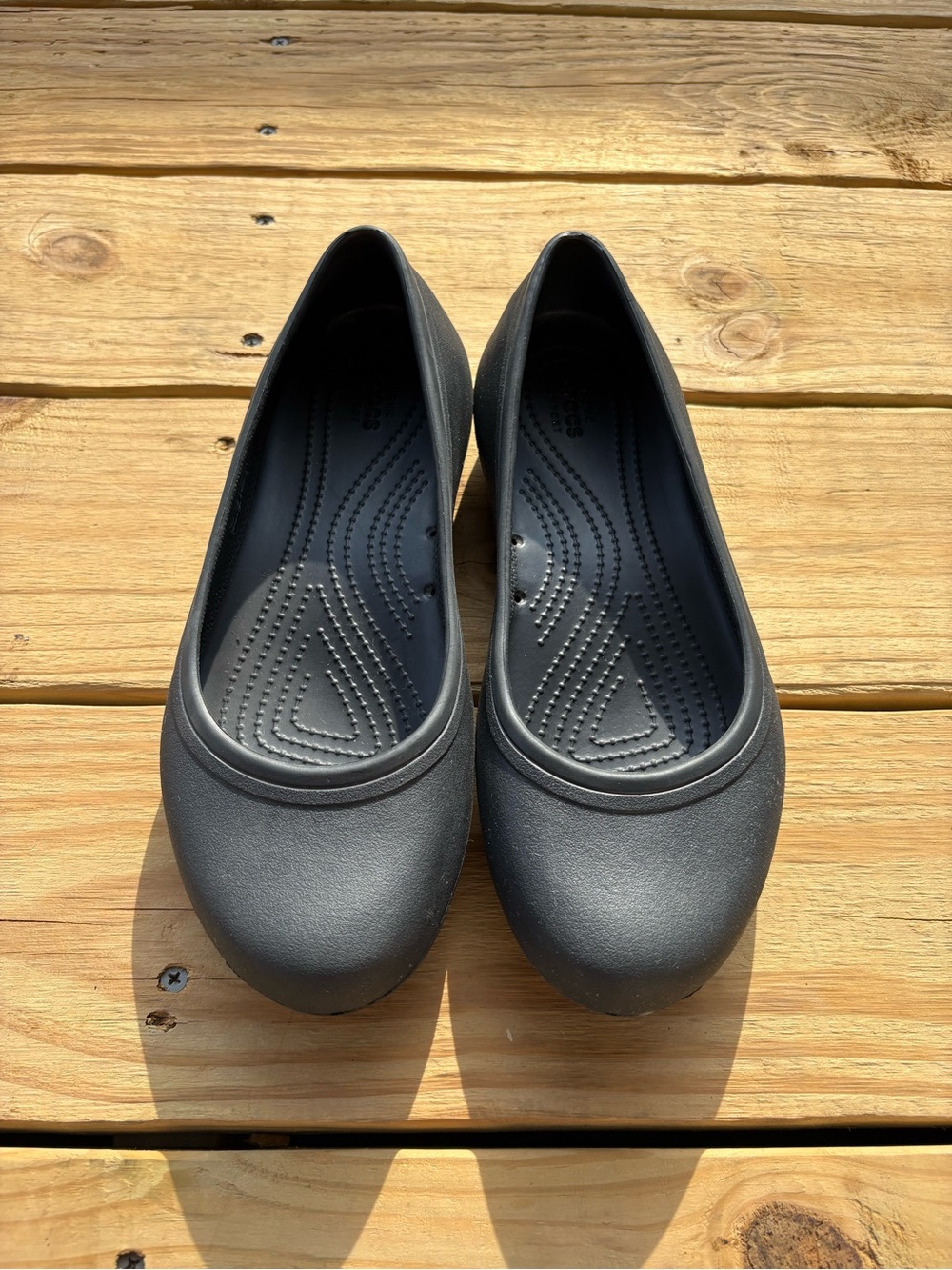 Crocs Iconic Comfort Black Mary Jane Slides Flats Slip-on Waterproof Womens Sz 9